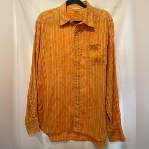 Tommy Bahama Sz L Men's 100% Linen Long Sleeve Shirt Striped Crabs Lobsters